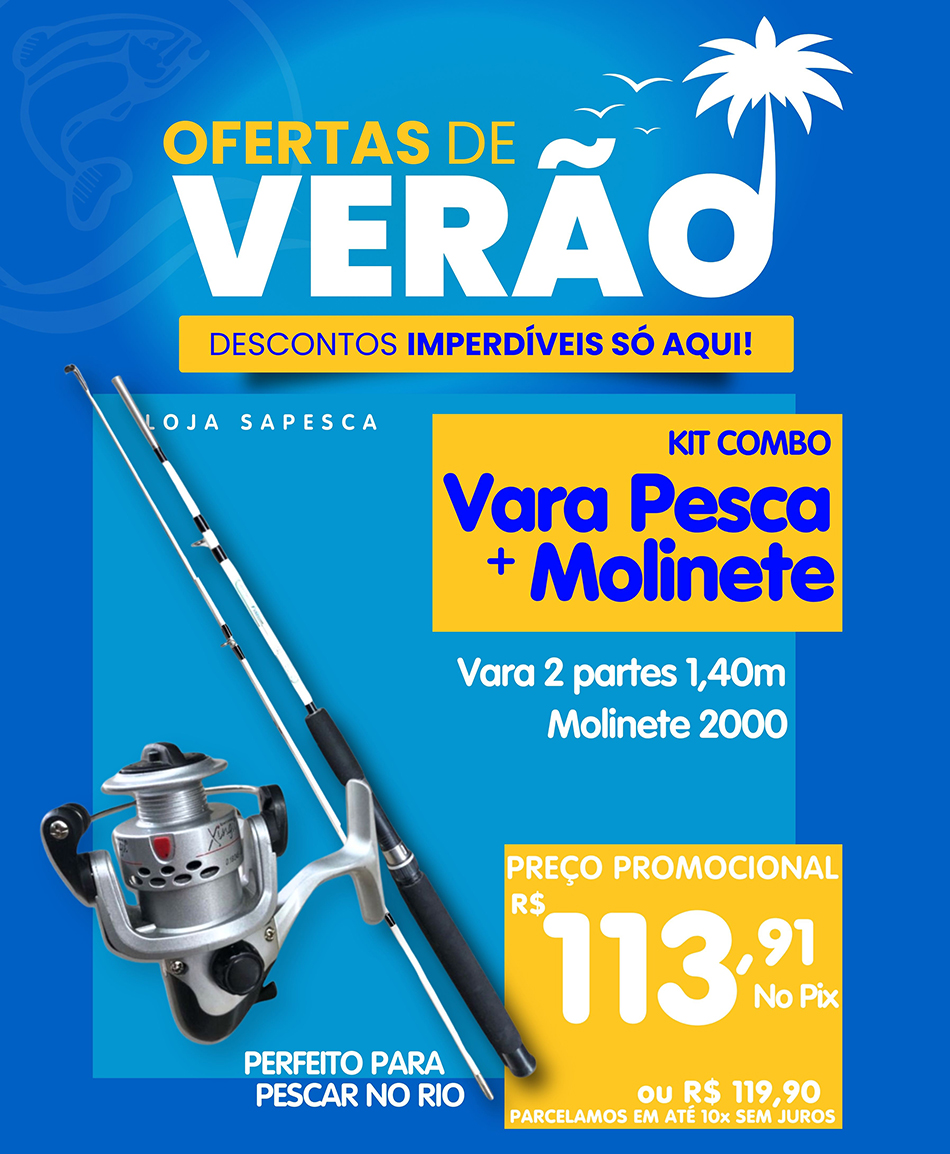 Kit de pesca para rio - vara 1,40mt - 5kg - com molinete xingu 2000- 1 rolamento